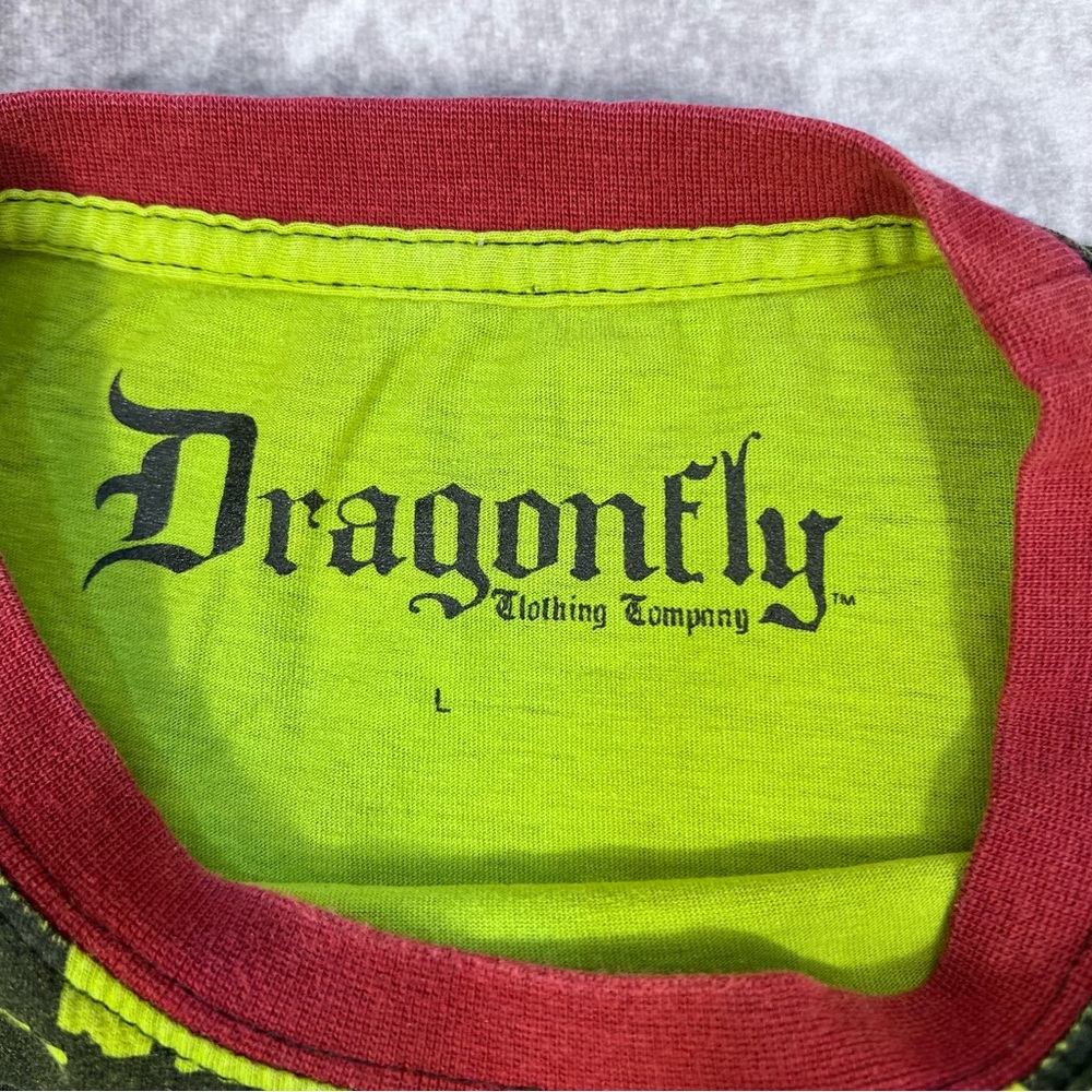 Dragonfly Clothing Company Shirt Mens Large Green Graphic Crew Neck - Picture 3 of 8